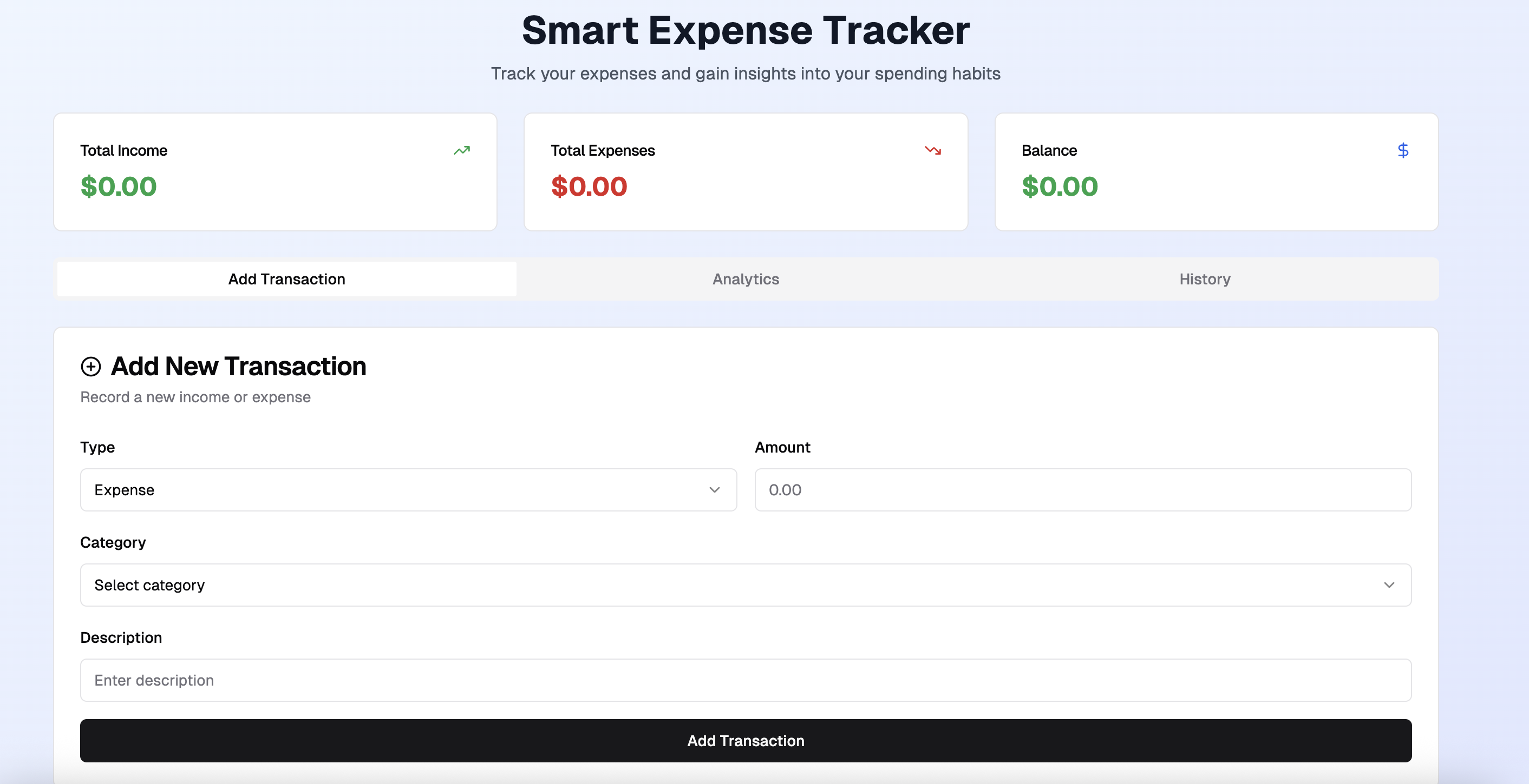Smart Expense Tracker – Full-Stack